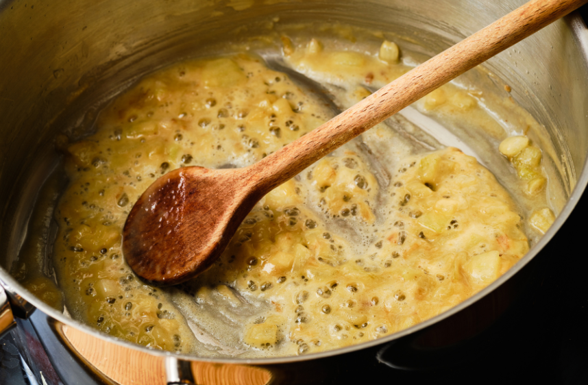 The process of making a roux